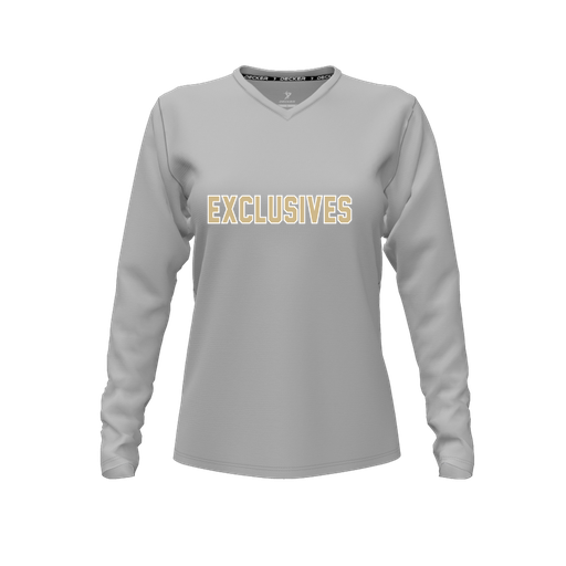 [FTLVCFGY-FYXS-LOGO2] Decker Comfort T-Shirt (Female Youth XS, Gray, V Neck, Logo 2, Long Sleeve)