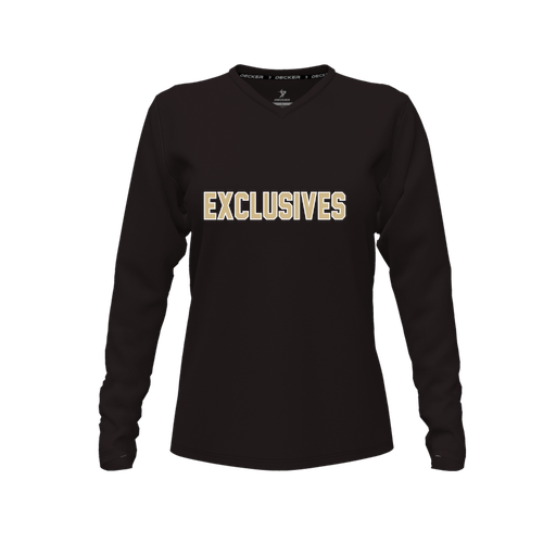 [FTLVCFBK-FYXS-LOGO2] Decker Comfort T-Shirt (Female Youth XS, Black, V Neck, Logo 2, Long Sleeve)