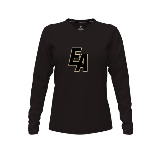 [CUS-DFW-TEES-PER-VNK-LSL-BLK-FYXS-LOGO3] Performance T-Shirt (Female Youth XS, Black, V Neck, Logo 3, Long Sleeve)